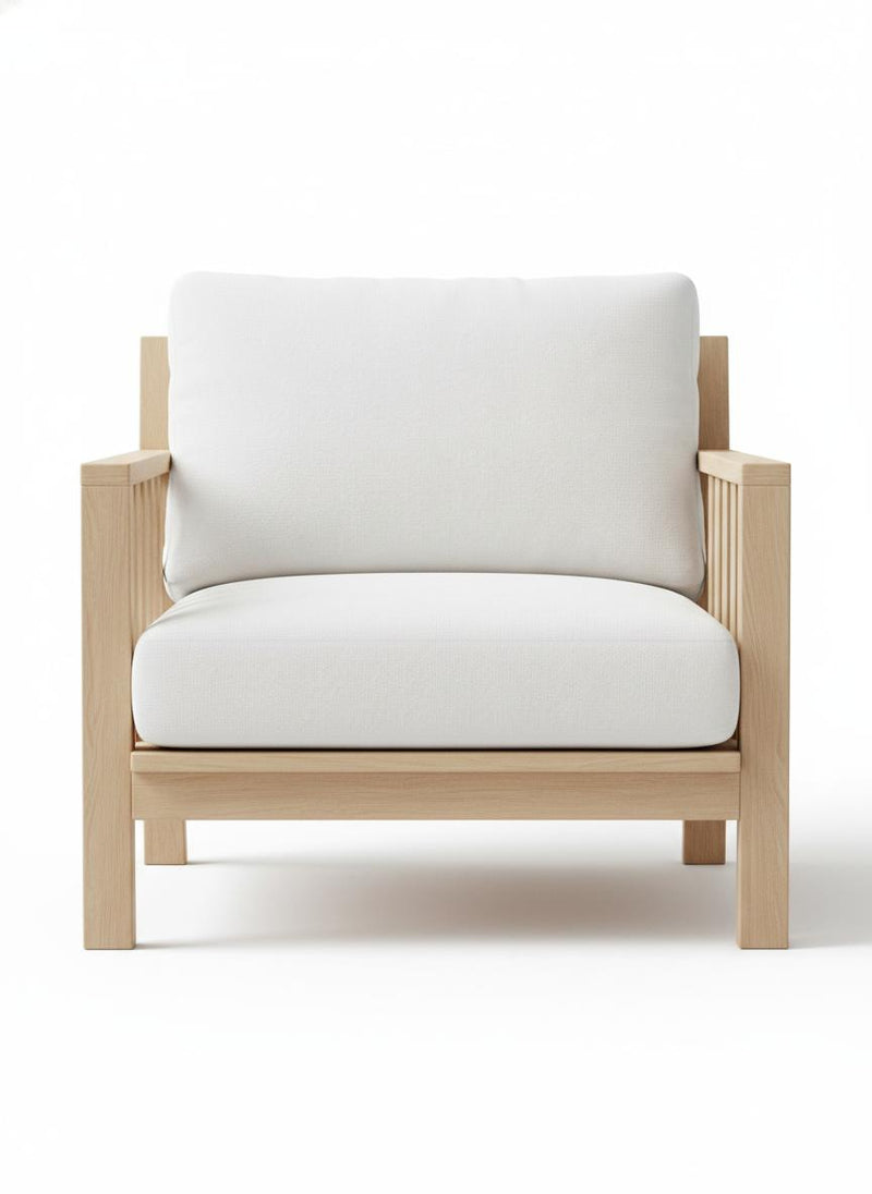 Slatted Wood Accent Armchair