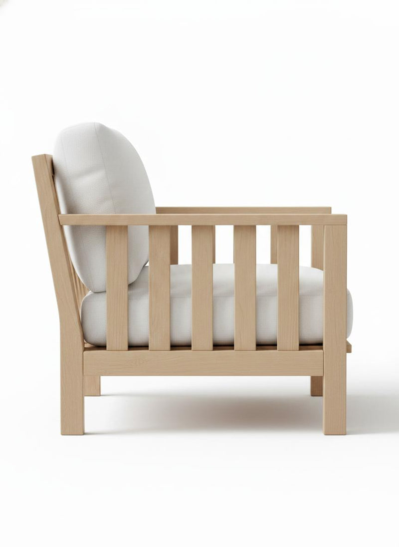 Slatted Wood Accent Armchair