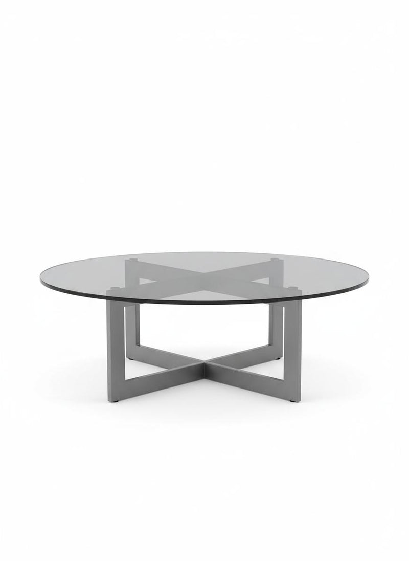 Oval Glass Metal Coffee Table